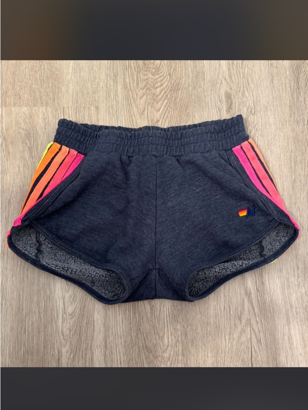 Aviator Nation Navy Shorts W/ Neon Stripes
